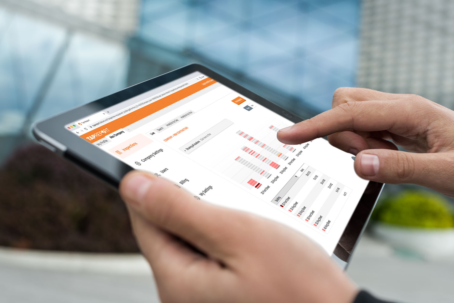 Tap Report dashboard on a tablet